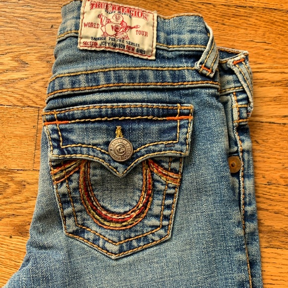 True Religion Girls ‘Joey’ Rainbow stitch Flare Jeans size 12 - Picture 1 of 10